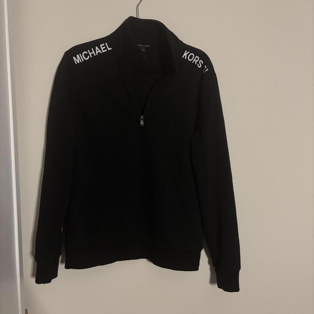 Michael Kors Black Quarter Zip Long Sleeve Pullover Sweater